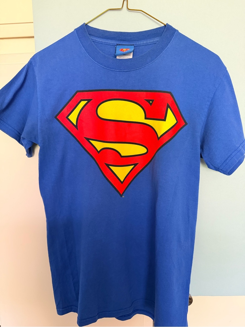 DC Comics Blue T-Shirt with Red and Yellow Superman Emblem